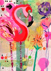 Bright color Flamingo and flowers