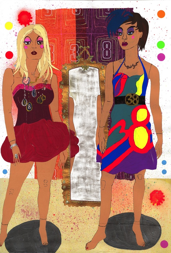 Two women wearing dresses