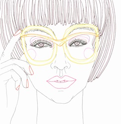 Close up of young woman wearing funky yellow glasses