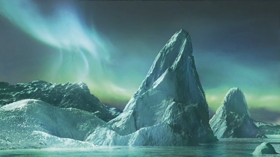 Iceberg and Aurora Borealis