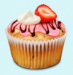 Close up of strawberry cupcake