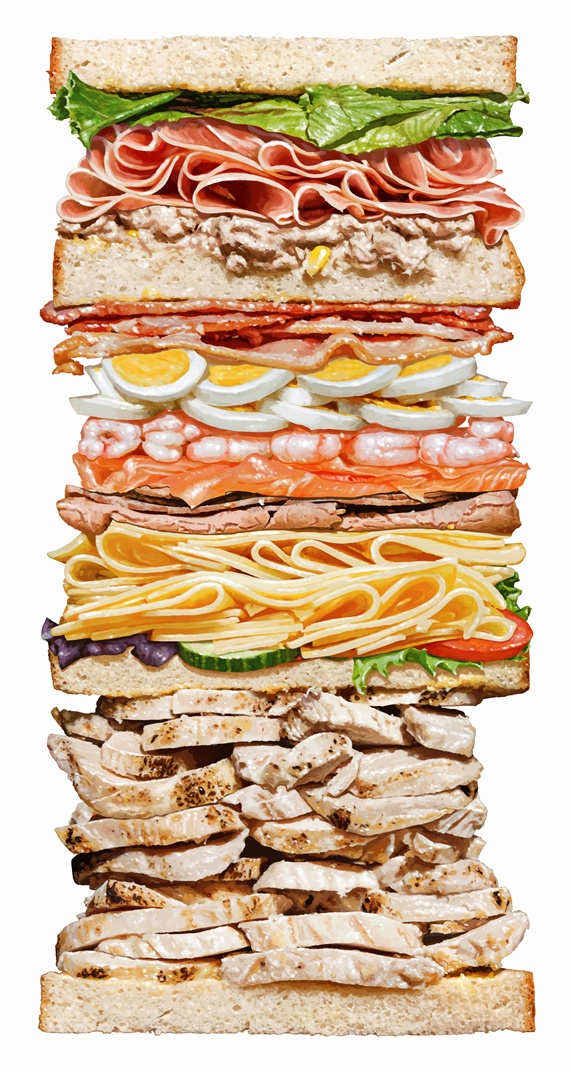 Huge sandwich with lots of layers