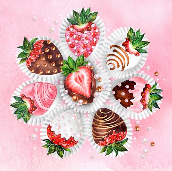 Decorated chocolate coated strawberries