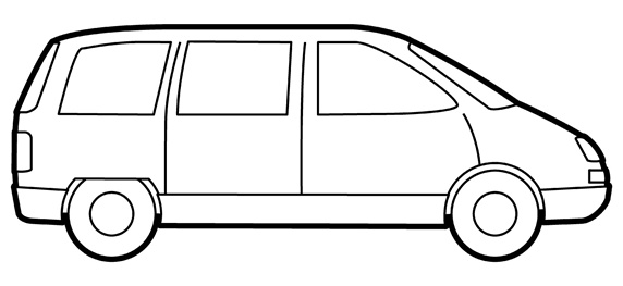 Van on white background