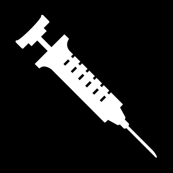 Syringe on black background