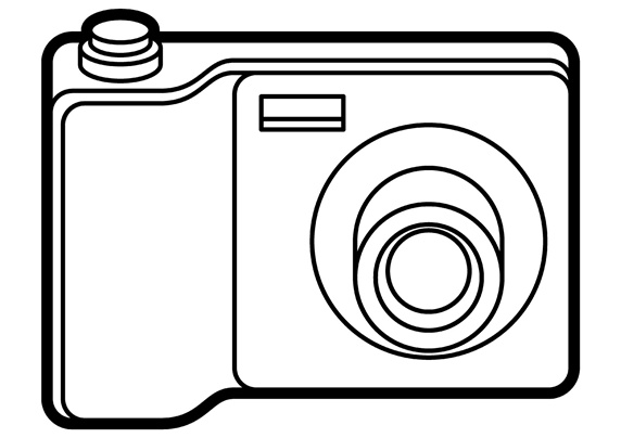 Digital camera on white background