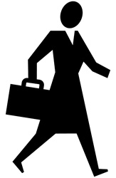 Silhouette of woman walking with suitcase