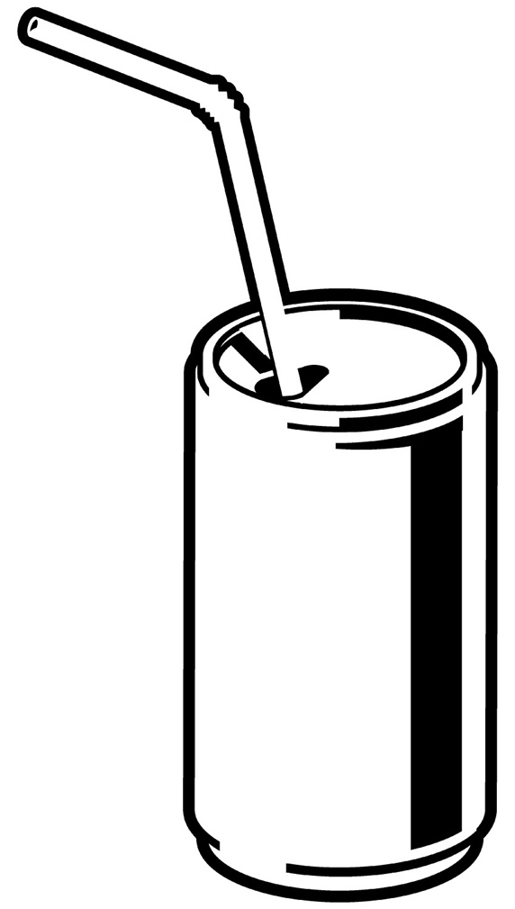 Tin can with drinking straw