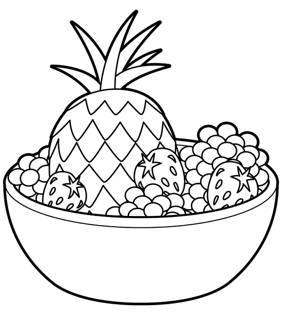 Pineapple and fruits in bowl