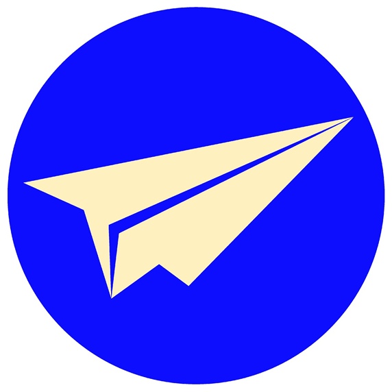 Paper plane in blue circle