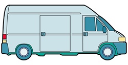 Side view of van