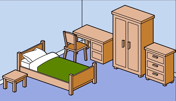 Domestic room with bed