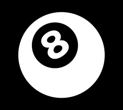 Eight ball against black background