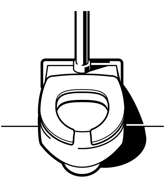Elevated view of toilet bowl