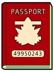 Red passport on white background