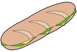 Large sandwich on white background