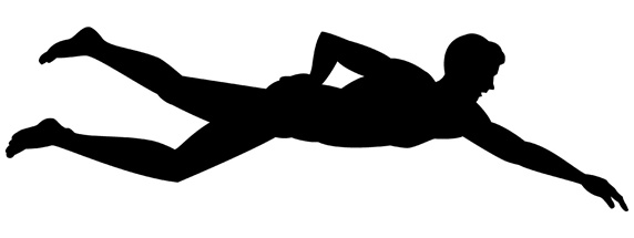 Side view of man swimming