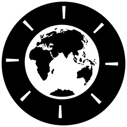 World map on clock