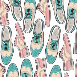 Pattern of pastel colored brogue shoes