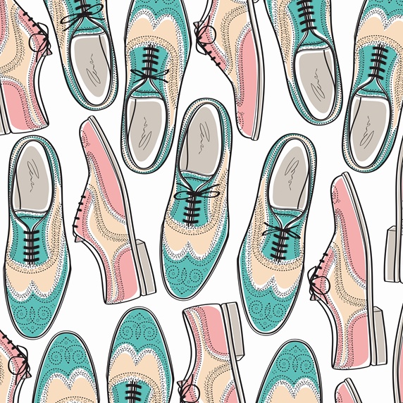 Pattern of pastel colored brogue shoes