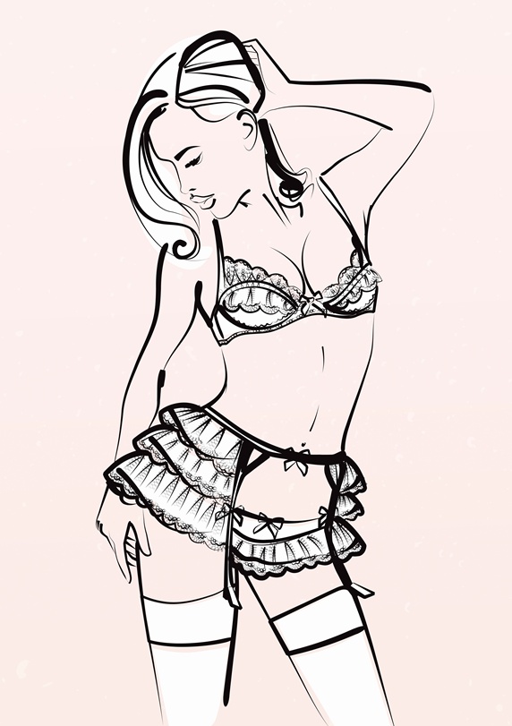 Fashion model wearing lacy lingerie