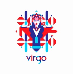 Beautiful woman in geometric pattern as virgo zodiac symbol