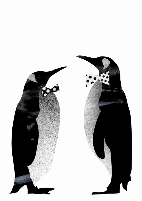 Two penguins in bow ties