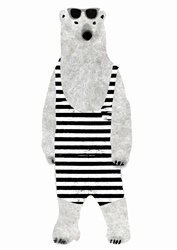Polar bear in one piece swimsuit